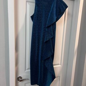 Elegant Blue Ruffle Dress